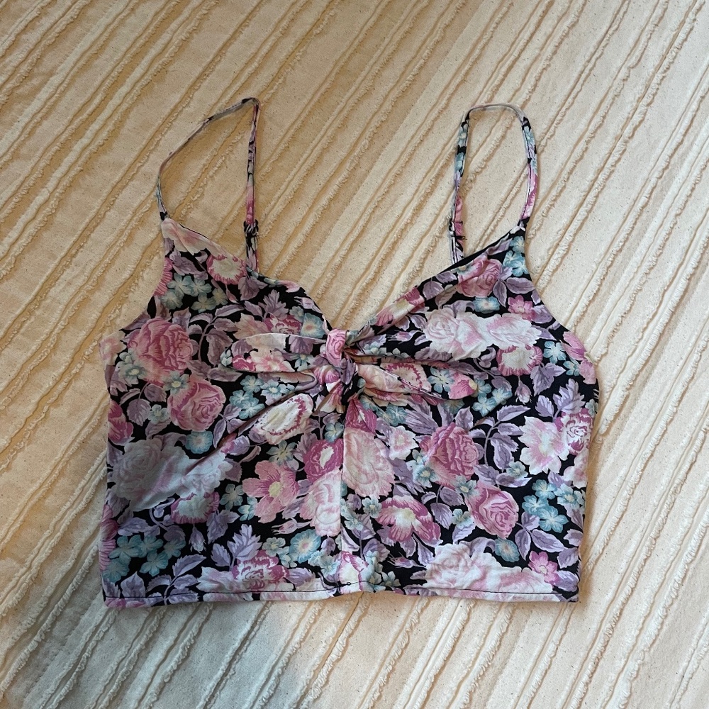 FLORAL CROP TIE CAMI
